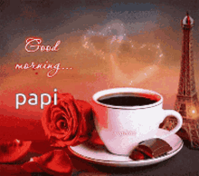 good morning papi coffee flower hearts