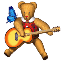 teddy bear teddy teddy bear and butterfly teddy playing guitar 3d gifs artist