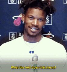 Miami Heat Jimmy Butler GIF - Miami Heat Jimmy Butler What The Hell Does That Mean GIFs