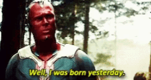 Vision Well I Was Born Yesterday GIF - Vision Well I Was Born Yesterday Avengers GIFs