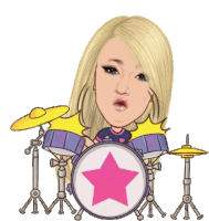 Drummer Girl Drumming Sticker - Drummer Girl Drumming Drum Stickers
