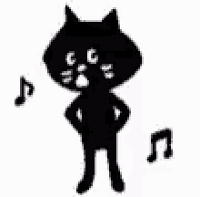 cat black cat dancing musical notes cat black cat dancing musical notes