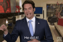 Bill Hader He Did It GIF - Bill Hader He Did It He Made Contact GIFs
