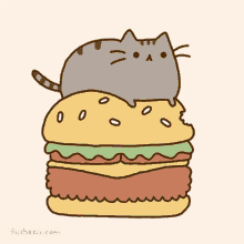 Pusheen Cat Burger GIF - Pusheen Cat Burger Lol GIFs