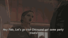 gtagif gta one liners hey fido lets go visit chico and get some party treats