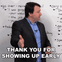 Thank You For Showing Up Early Alex GIF - Thank You For Showing Up Early Alex Learn English With Alex GIFs