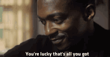 the falcon and the winter soldier tfatws anthony mackie sam wilson youre lucky thats all you got the falcon and the winter soldier tfatws anthony mackie sam wilson youre lucky thats all you got