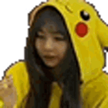 asian girl pikachu hoodie pray