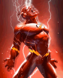 flash the flash lightning screaming superhero