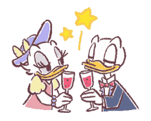 kawaii love cheers donal duck daisy duck