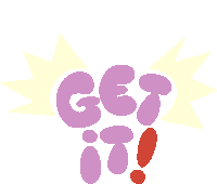 Get It White Exclamation Bubbles Around Get It In Purple Bubble Letters Sticker - Get It White Exclamation Bubbles Around Get It In Purple Bubble Letters Do It Stickers