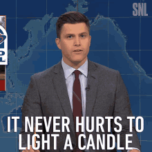 It Never Hurts To Light A Candle Colin Jost GIF - It Never Hurts To Light A Candle Colin Jost Saturday Night Live GIFs