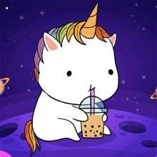 boba drinking boba unicorn space unicorn chubbicorn