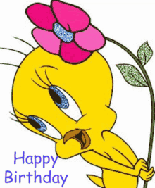 Happy Birthday To You Flower GIF - Happy Birthday To You Flower Tweety Bird GIFs