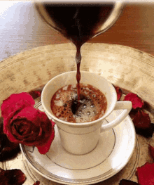 Kávé Cup Of Coffee GIF - Kávé Cup Of Coffee Red Rose GIFs