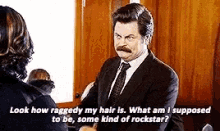 Parks And Rec Ron Swanson GIF - Parks And Rec Ron Swanson Look How Raggedy My Hair GIFs