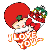 Tomato Costume I Love You Sticker - Tomato Costume I Love You Roses Stickers