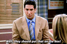 Ross On Box Well GIF - Ross On Box Well They Should Put That On The Box GIFs