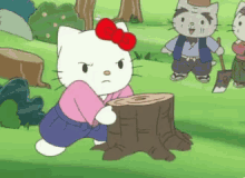 Tough Hello Kitty GIF - Hello L Kitty Pull Uproot GIFs