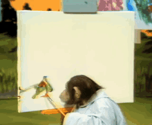 Chimpanzee Chimp Painting GIF - Chimpanzee Chimp Painting Paintbrush GIFs
