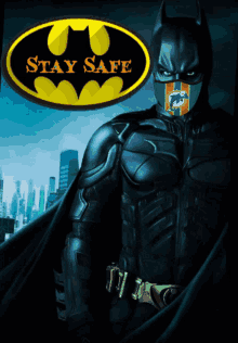 batman mask standing serious stay safe