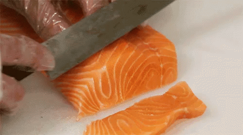 三文鱼鲑鱼切刀GIF - Salmon Cut Knife - Discover & Share GIFs
