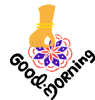 Hand Making Rangoli With Caption 'Good Morning' In English Sticker - Good Morning Lotus Flower Google Stickers