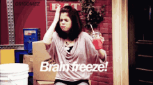Brain Freeze Selena Gomez GIF - Brain Freeze Selena Gomez Slurpy GIFs