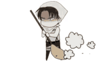 attack on titan levi cleaning sweeping