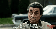 Refrain From Knocking My Teeth Out Mr Wednesday GIF - Refrain From Knocking My Teeth Out Mr Wednesday Ian Mcshane GIFs