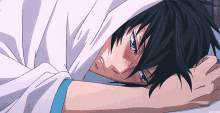 boy anime blush blanket sad