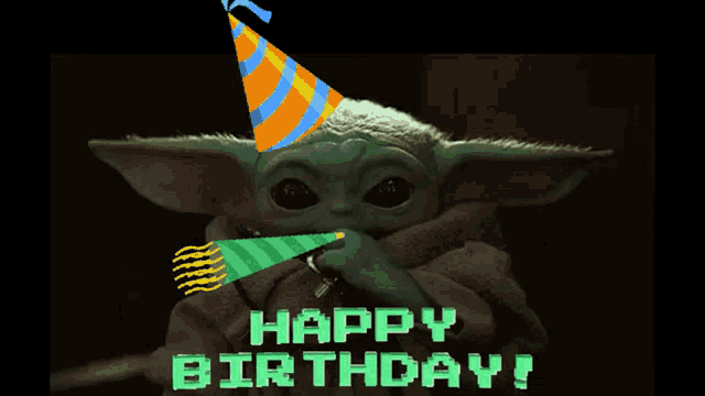 Baby Yoda Happy Birthday GIF - Baby Yoda Happy Birthday Party Horn -  Discover &amp; Share GIFs