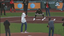 Kaepernick Throws 85 Mph First Pitch, Camera Man Gives Thanks GIF - Mlb Baseball San Francisco GIFs
