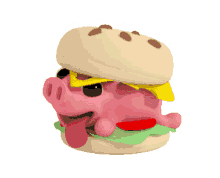 rosa pig burger cute fat pink pig burger bun