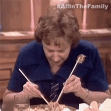 Eating With Chopsticks Edith Bunker GIF - Eating With Chopsticks Edith Bunker All In The Family GIFs