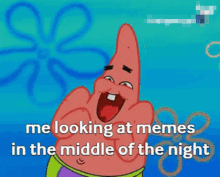 Me Looking At Memes In The Middle Of The Night Patrick GIF - Me Looking At Memes In The Middle Of The Night Patrick Laughing GIFs