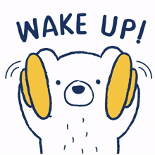 white bear wake up morning waking up time