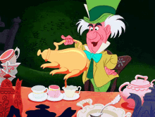 Mad Hatter Pouring Tea GIF - Alice In Wonderland Mad Hatter Tea Party GIFs