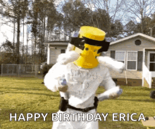 Face Mask Happy Birthday Erica GIF - Face Mask Happy Birthday Erica Spraying GIFs