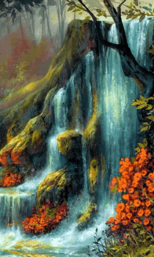 water waterfall forest scene nature