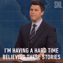 Im Having A Hard Time Believing These Stories Colin Jost GIF - Im Having A Hard Time Believing These Stories Colin Jost Saturday Night Live GIFs