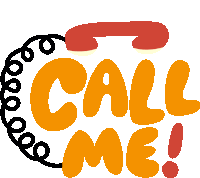 Call Me Black Phone Cord With Red Phone Above Call Me In Yellow Bubble Letters Sticker - Call Me Black Phone Cord With Red Phone Above Call Me In Yellow Bubble Letters Hit Me Up Stickers