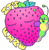 Strawberry Says "It'S Fine" In English To Caterpillar. Sticker - Wiggly Squiggly Cuties Its Fine Strawberry Stickers