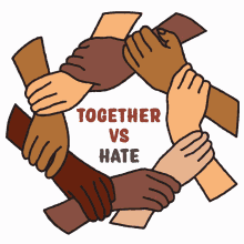 together vs hate together hands unified linked hands